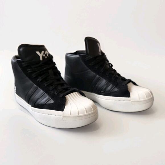 Adidas Y-3 Yohji Pro High Top Sneakers US 5 Black White Leather Shell Toe main image 4